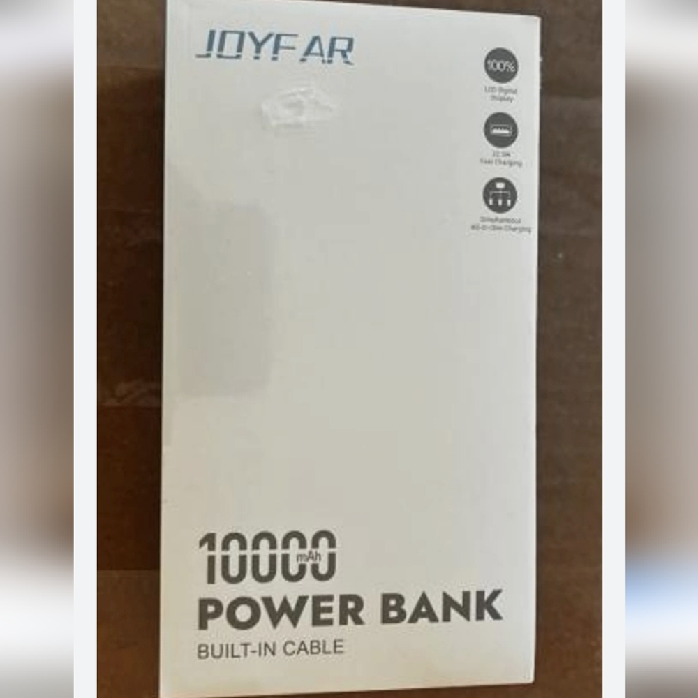 JOYFAR 10000mAh Power Bank with Built-in Cable